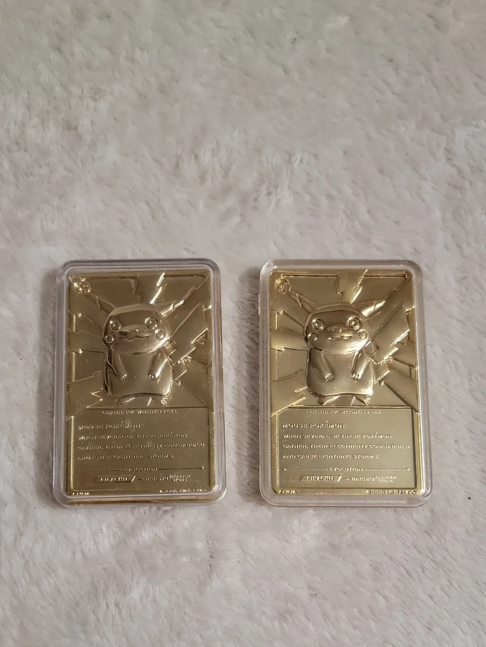2 1999 Burger King 23K Gold-Plated Pikachu Cards